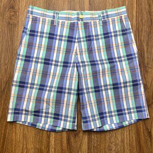 Southern Tide Shorts Mens Sz 32 Cotton Casual Flat Front Plaid‎ Chino Multicolor
